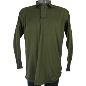 Vintage 80s Military Issue Green Heat Retentive Sleeping Polo Shirt Mens M